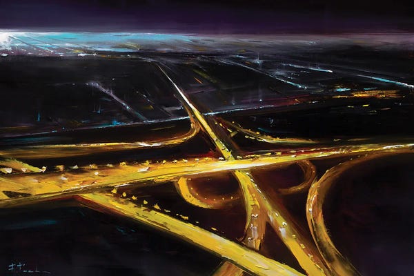 Bozhena Fuchs: Aerial Night Cityscape by Bozhena Fuchs