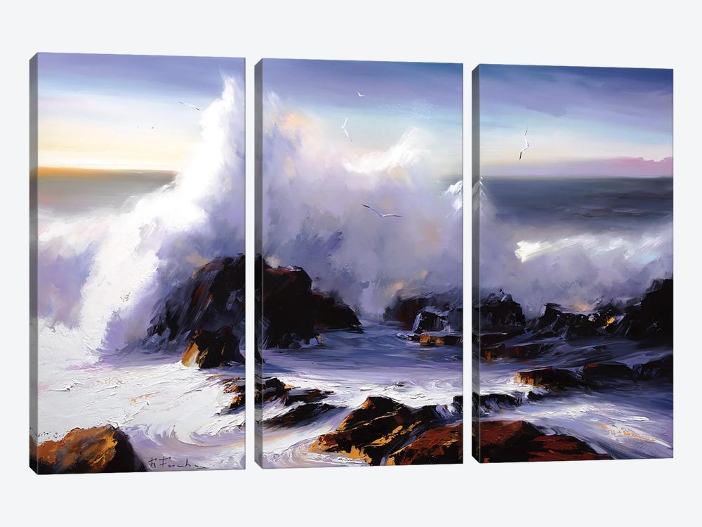 Serenade Of Sunlit Waves by Bozhena Fuchs 3-piece Canvas Art Print