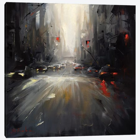 Pulsating Lights Of The Grey City Canvas Print #BZH222} by Bozhena Fuchs Canvas Artwork