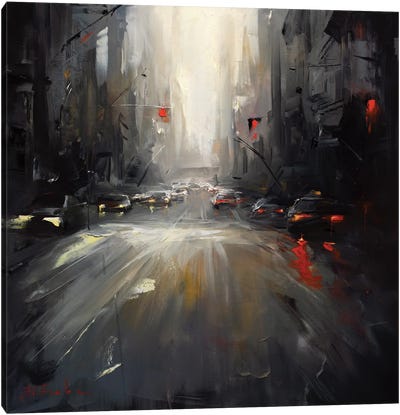 Pulsating Lights Of The Grey City Canvas Art Print - Bozhena Fuchs