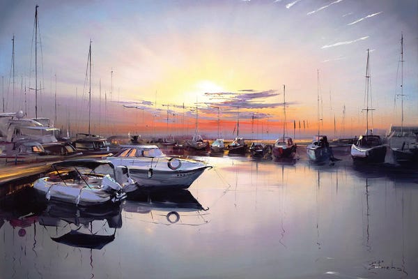 Harbors: Calm Reverie Of The Sleeping Boats by Bozhena Fuchs