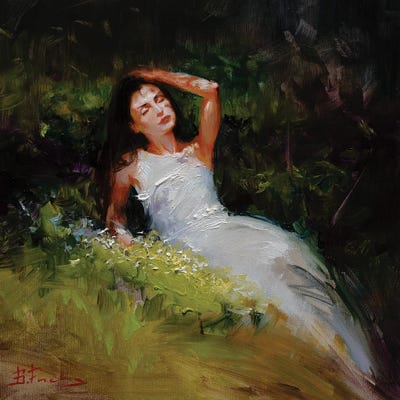 Girl In A White Dress by Bozhena Fuchs framed wall art