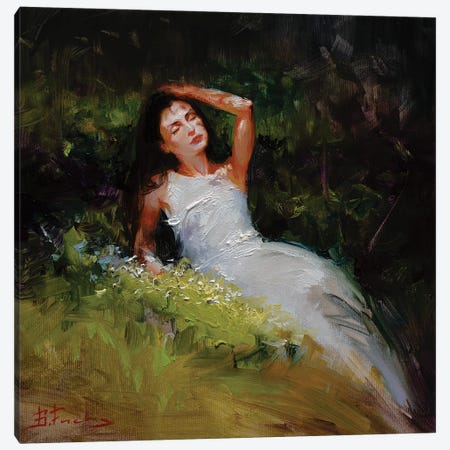 Girl In A White Dress Canvas Print #BZH230} by Bozhena Fuchs Canvas Print