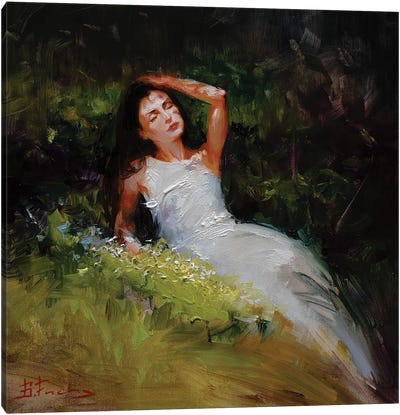 Girl In A White Dress Canvas Art Print - Bozhena Fuchs