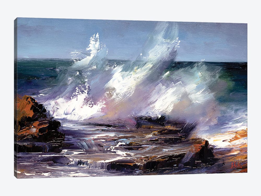 Waves Crashing Against Rock by Bozhena Fuchs 1-piece Canvas Wall Art