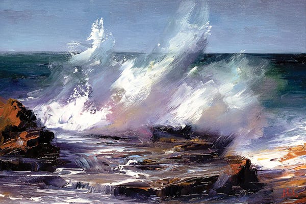 Bozhena Fuchs: Waves Crashing Against Rock by Bozhena Fuchs