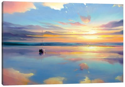 Where Sky Meets Water Canvas Art Print - Boat Art