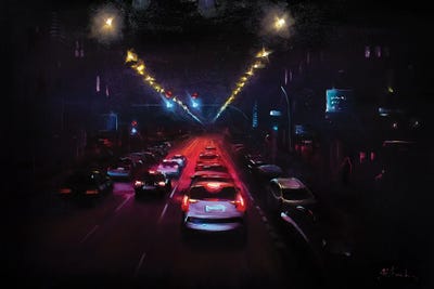 Glowing Nocturnal Traffic by Bozhena Fuchs framed wall art