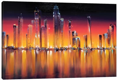 Dubai Skyline View Canvas Art Print - United Arab Emirates Art