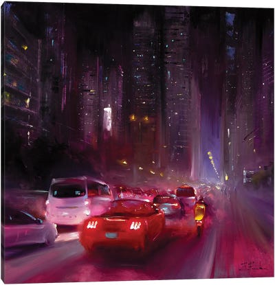 Urban Nocturnal Rhythms Canvas Art Print - Bozhena Fuchs