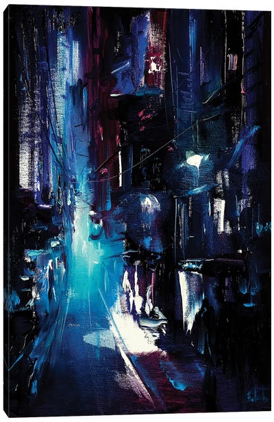 Street Lane At Night Canvas Art Print - Bozhena Fuchs