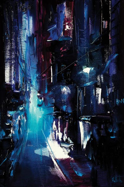 Bozhena Fuchs: Street Lane At Night by Bozhena Fuchs