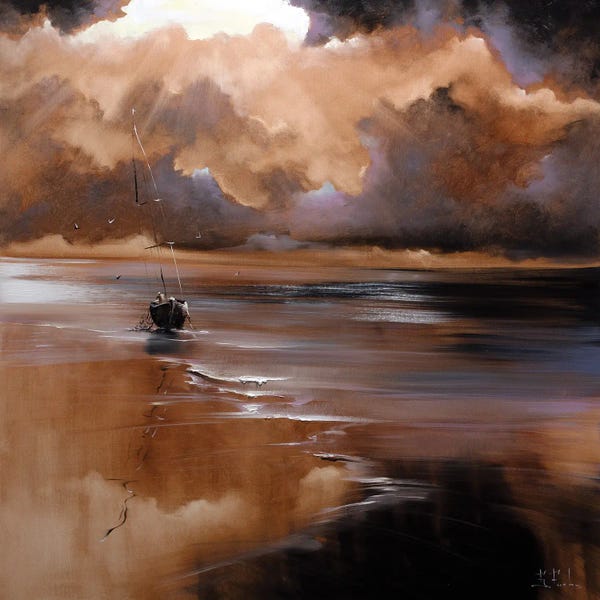 Contemporary Coastal: Through Golden Storms by Bozhena Fuchs