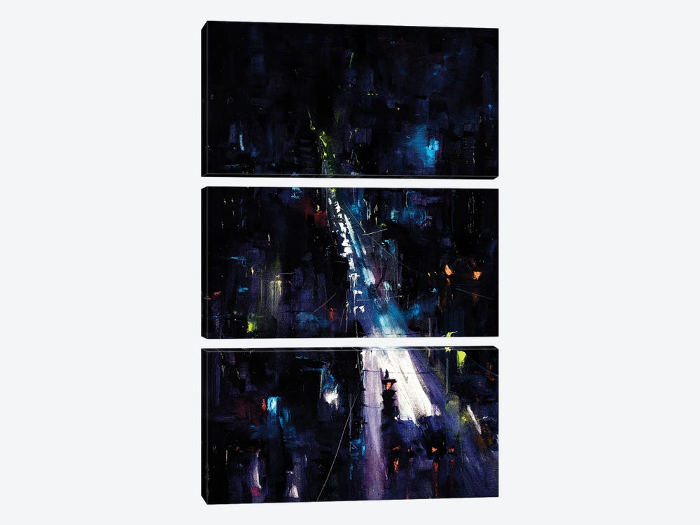 City Night Road by Bozhena Fuchs 3-piece Canvas Art