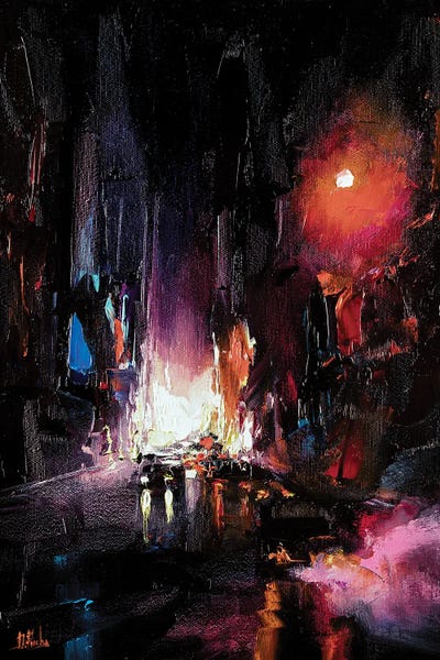 Red City Night by Bozhena Fuchs framed wall art