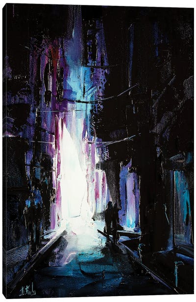 Stroll Through The City At Night Canvas Art Print - Bozhena Fuchs