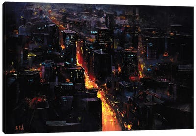 Nightscape Through The City Canvas Art Print - Bozhena Fuchs