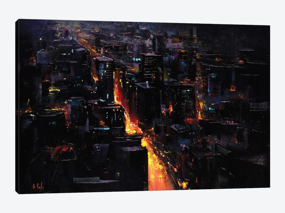 Nightscape Through The City by Bozhena Fuchs 1-piece Canvas Artwork