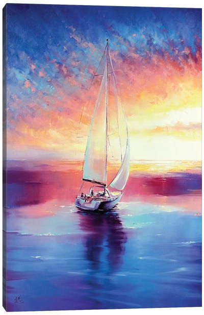 Sailing Sunset Canvas Art Print - Bozhena Fuchs
