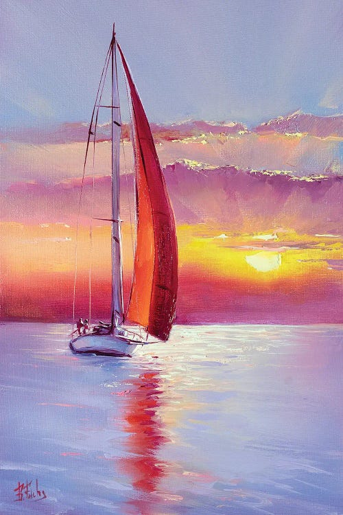 Red Sail Sunset by Bozhena Fuchs wall art