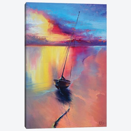 Sunset At The Sea Canvas Print #BZH3} by Bozhena Fuchs Canvas Art
