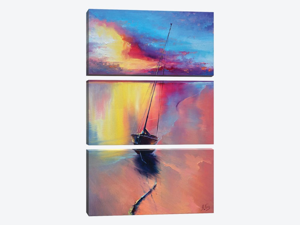 Sunset At The Sea by Bozhena Fuchs 3-piece Canvas Print