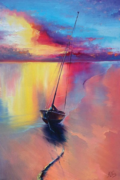 Palette Knife Prints: Sunset At The Sea by Bozhena Fuchs