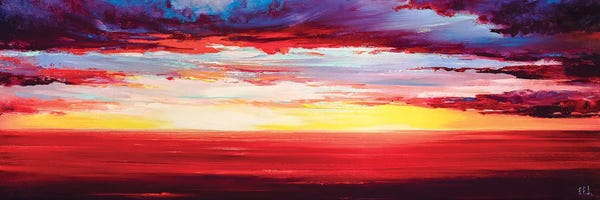 Bozhena Fuchs: Red Sunset At The Sea by Bozhena Fuchs