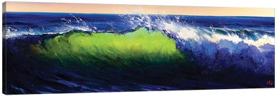 Green Wave Breaking Canvas Art Print - Wave Art