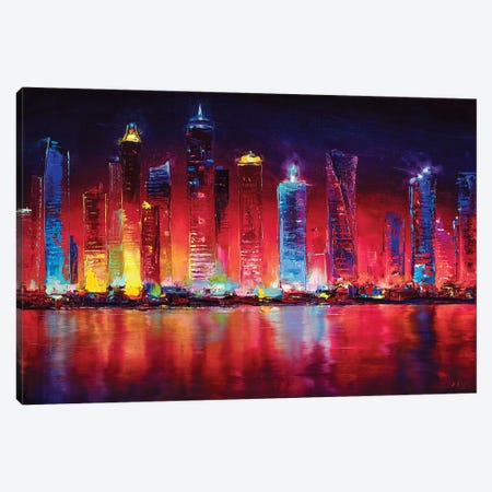 Dubai Skyline Canvas Print #BZH48} by Bozhena Fuchs Canvas Artwork