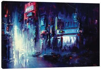 Urban Night Life Canvas Art Print - Bozhena Fuchs