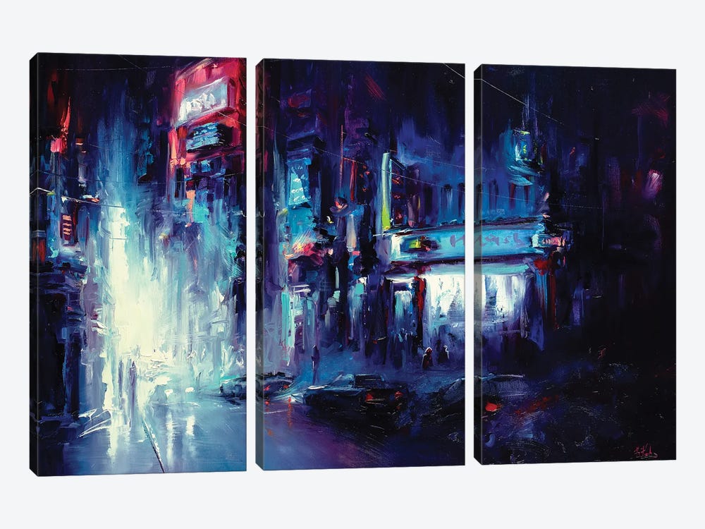 Urban Night Life by Bozhena Fuchs 3-piece Canvas Print