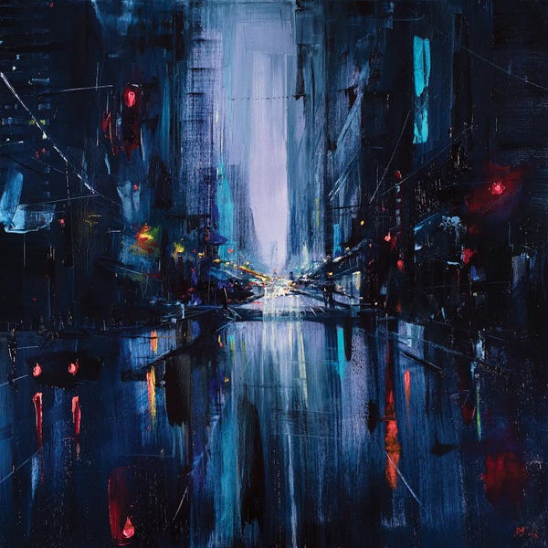 Bozhena Fuchs: City Night Painting by Bozhena Fuchs