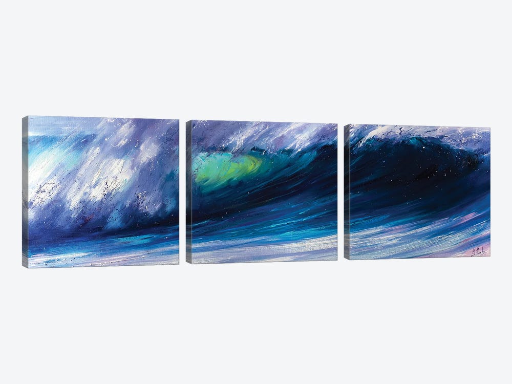 Wave Breaking On The Beach by Bozhena Fuchs 3-piece Canvas Art Print