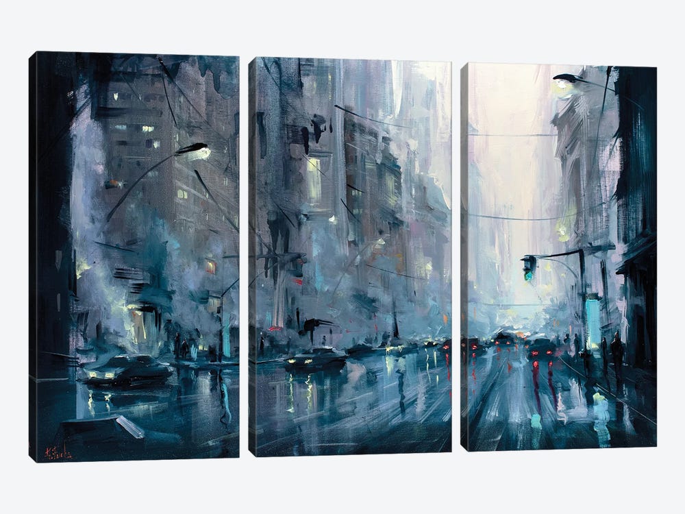Urban City Morning by Bozhena Fuchs 3-piece Canvas Art Print