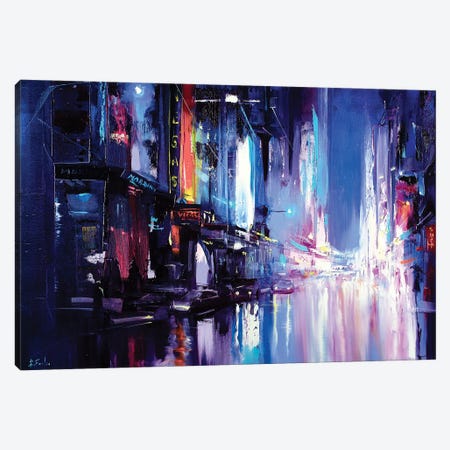 Neon City Painting Canvas Print #BZH72} by Bozhena Fuchs Canvas Print