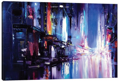 Neon City Painting Canvas Art Print - Bozhena Fuchs