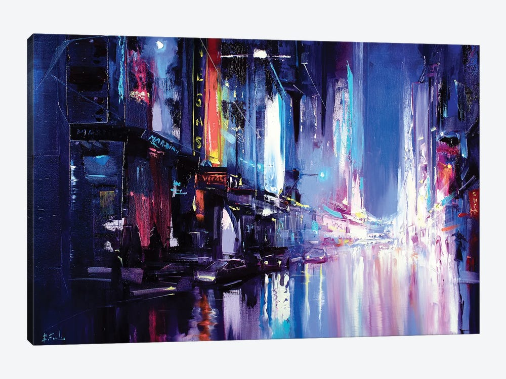 Neon City Painting by Bozhena Fuchs 1-piece Canvas Art Print