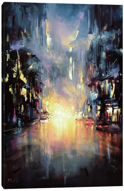 Evening City Lights Canvas Art Print - Bozhena Fuchs