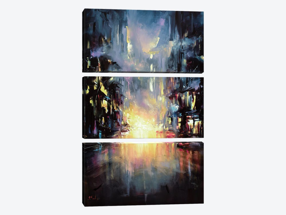 Evening City Lights by Bozhena Fuchs 3-piece Canvas Art Print