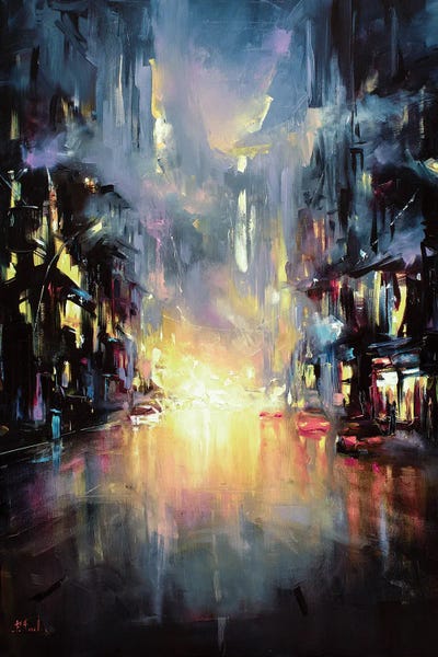Bozhena Fuchs: Evening City Lights by Bozhena Fuchs
