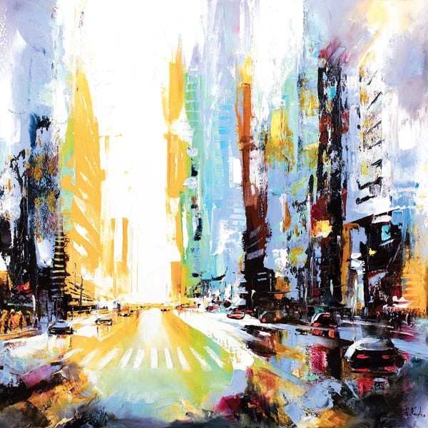 Palette Knife Prints: Vibrant Morning In The City NI by Bozhena Fuchs