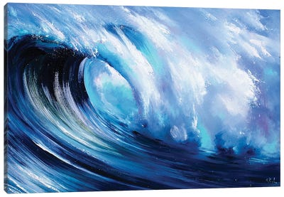 Blue Wave Painting Canvas Art Print - Bozhena Fuchs