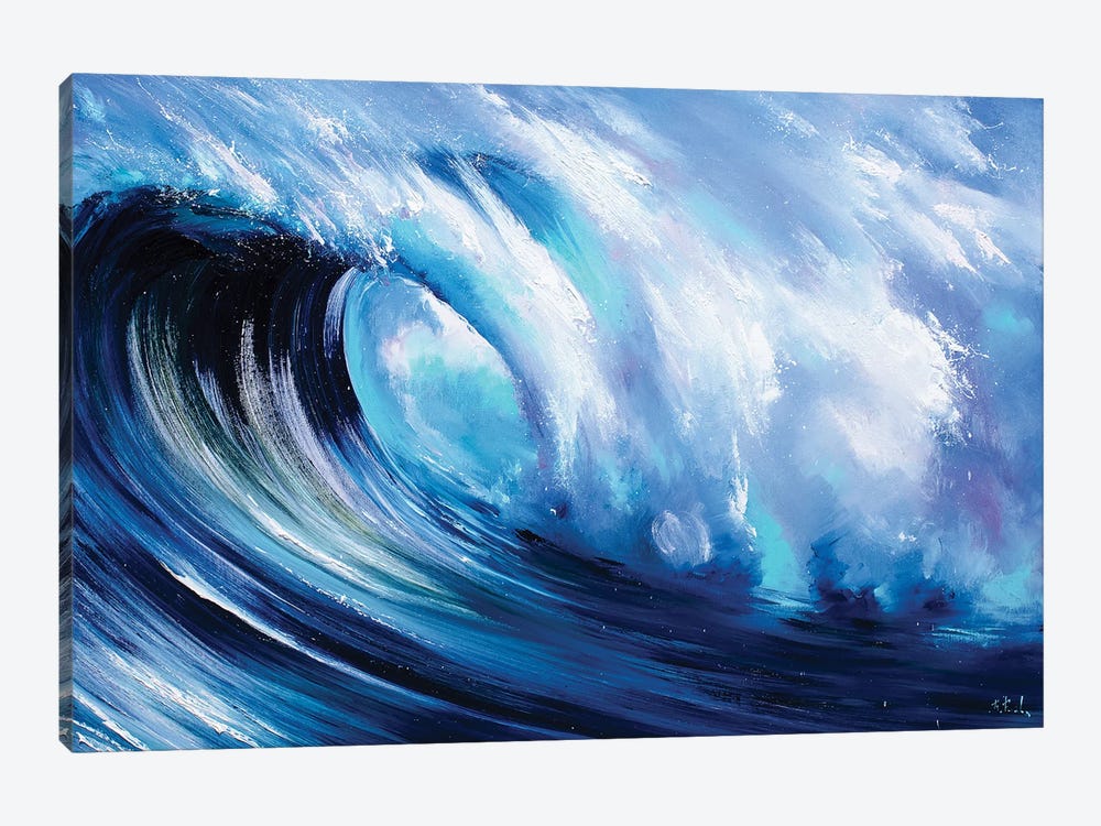 Blue Wave Painting by Bozhena Fuchs 1-piece Canvas Print