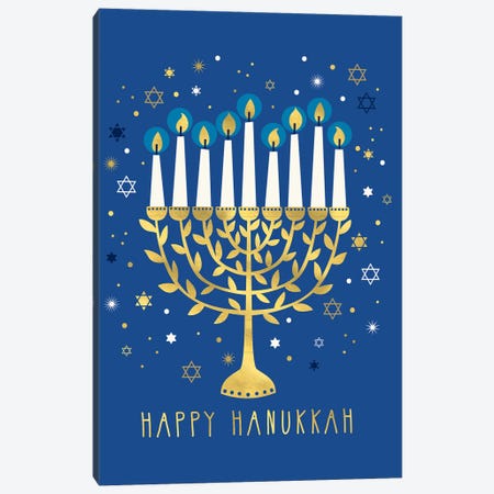 Happy Hanukkah Canvas Print #CAA118} by Caroline Alfreds Canvas Wall Art