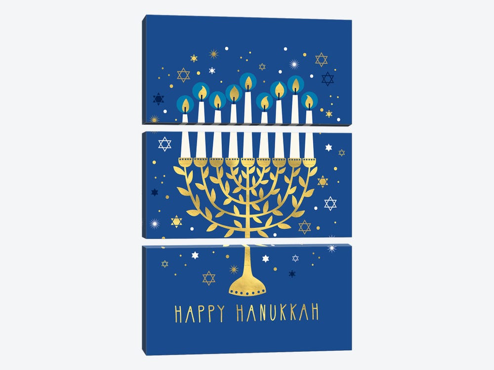 Happy Hanukkah by Caroline Alfreds 3-piece Canvas Art Print