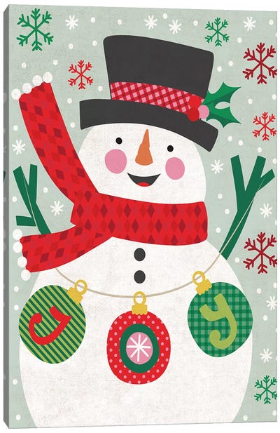 Christmas Joy I Canvas Art Print - Snowman Art