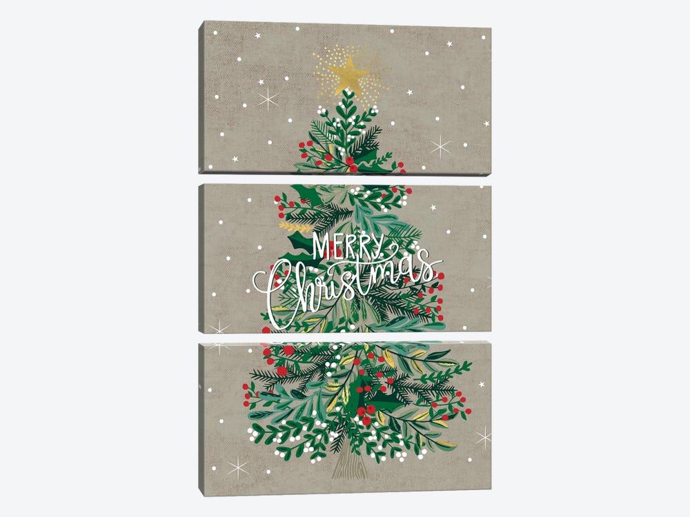Christmas Deck The Halls IV by Caroline Alfreds 3-piece Canvas Art Print