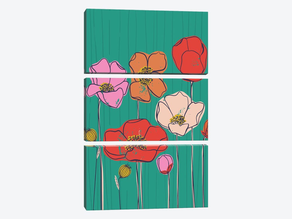 Everyday Flower Fields II by Caroline Alfreds 3-piece Canvas Art
