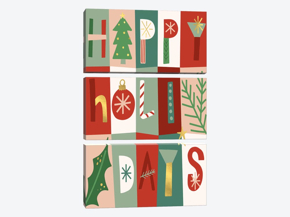 Happy Holidays I by Caroline Alfreds 3-piece Canvas Art Print
